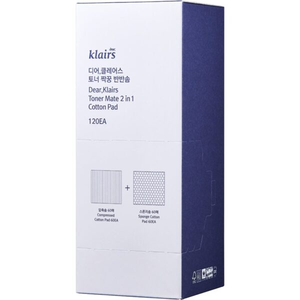 Klairs Toner Mate 2 in 1 Cotton Pad 120 pcs - 1 pcs